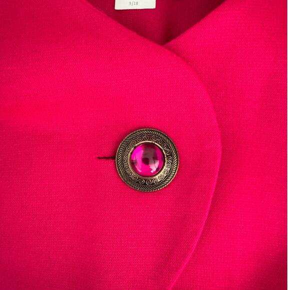 Vintage 80s huge gem button scalloped light weight blazer jacket size 9/10 M - Picture 2 of 7